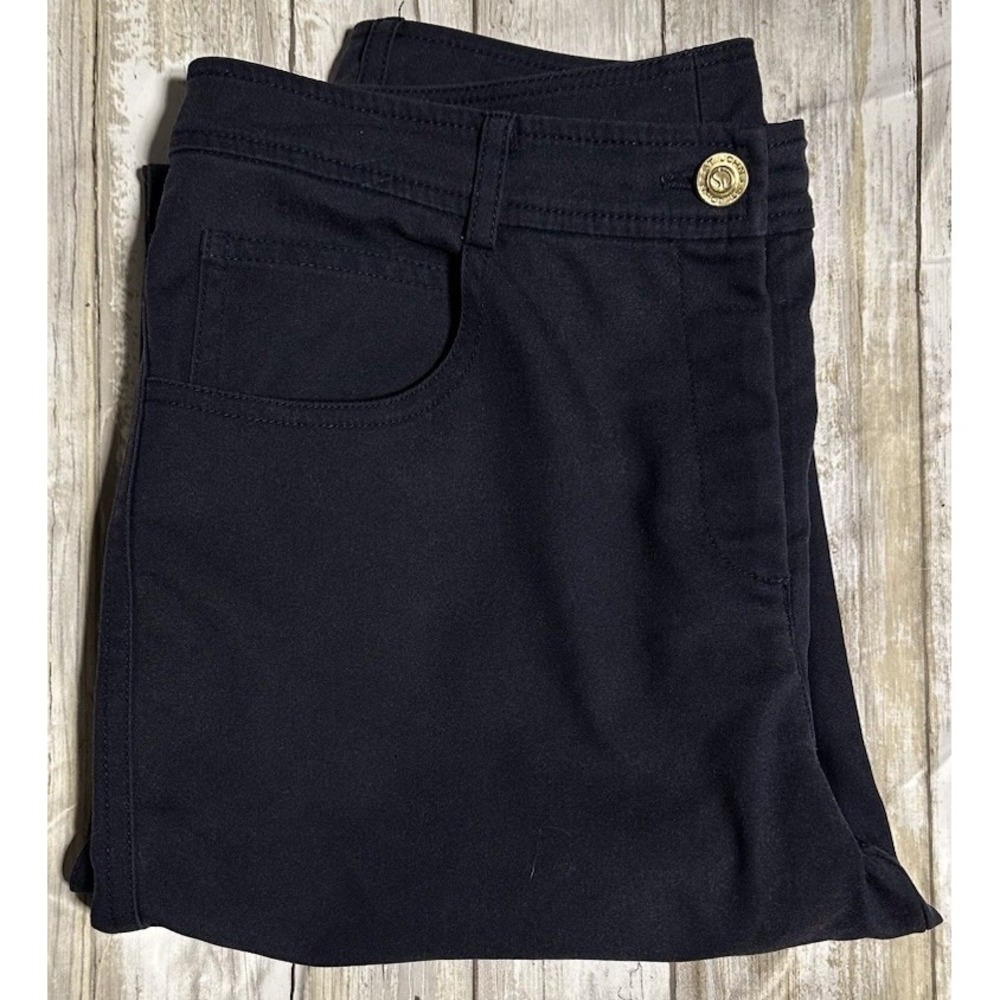 ST JOHN Sport 5 Pocket Trousers Pants Mid‎  Rise Navy Blue Stretch Women's 4
